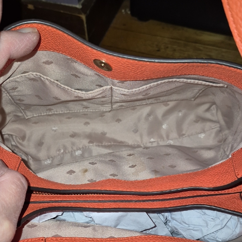 kate spade Leila Elegant Orange Suede Shoulder Bag. - Picture 9 of 16